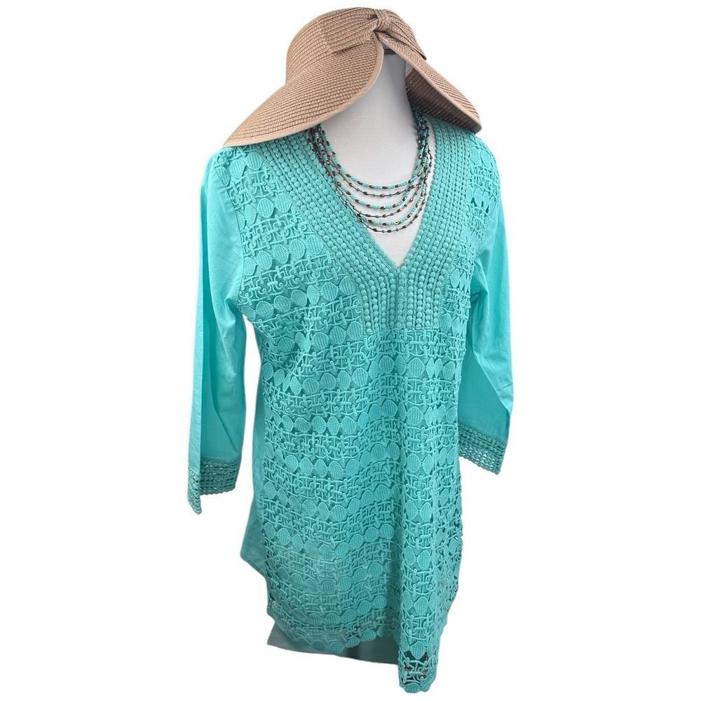 Shana K Mint Green Crochet Tunic Cover-Up | Size Large